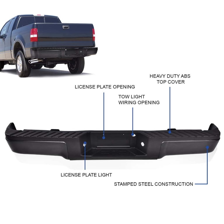 Rear Step Bumper Top Pad For 1993-2011 Ford Ranger Styleside – Chrome W/ License Light