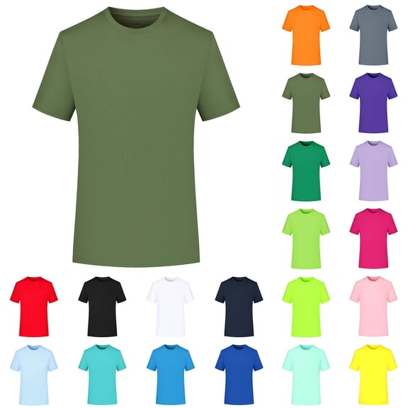 Athletic Shirts Dqueduo Unisex Solid-Color Stretch Crew Neck Tee – Casual & Sports Short Sleeve T-Shirt for Men & Women Army Green L