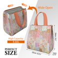 thumbnail image 3 of Pioneer Flower Floral Print Pattern Insulated Lunch Bag for Women & Adults,Large Portable Soft Cooler Lunch Bag,Thermal Food Storage Tote with Pearl Cotton,8.66L,8.75x5.75x9.5 Inch, 3 of 6