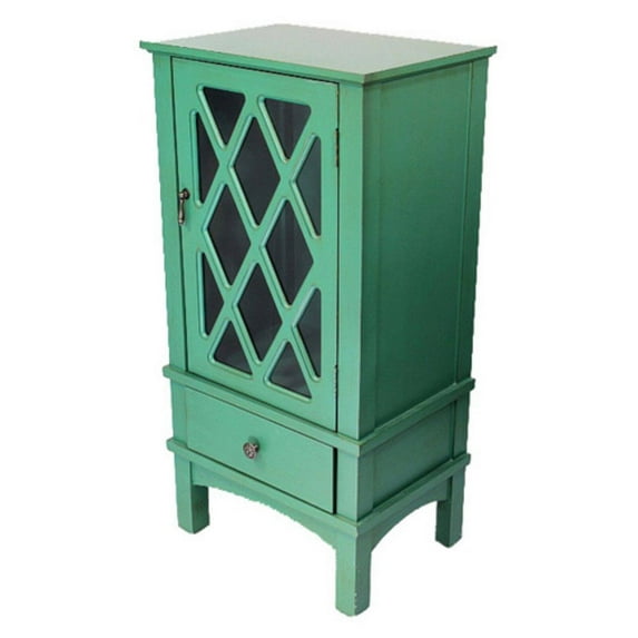 Heather Ann Creations Cottage Lattice Glass Accent Cabinet