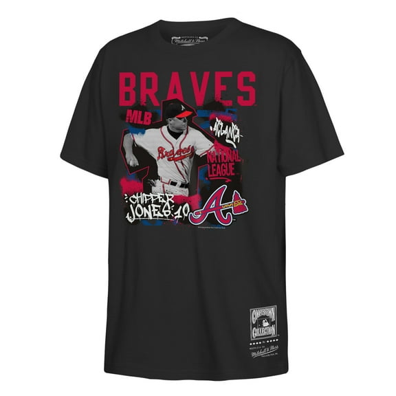 Youth Mitchell & Ness Chipper Jones Black Atlanta Braves Cooperstown Star Moment T-Shirt
