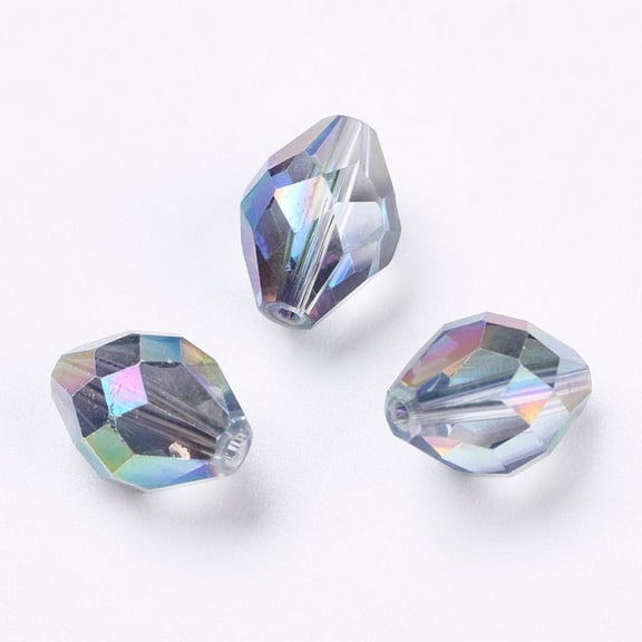 Imitation Austrian Crystal Beads Grade AAA K9 Glass Faceted Oval Colorful 8x11mm Hole: 0.9~1mm