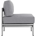 thumbnail image 3 of Modway Shore 3 Piece Outdoor Patio Aluminum Sectional Sofa Set in Silver Gray, 3 of 6