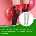 thumbnail image 4 of Sonducket 1 par de calcetines de poliéster por encima de la rodilla, calcetines elegantes hasta la rodilla, regalo de San Valentín, mangueras estampadas, Medias Corazón Pequeño Blanco Sonducket AP009348-02, 4 of 6