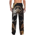 thumbnail image 3 of Uemuo Gold Pattern Black Skull Pattern Men's Wide Leg Palazzo Lounge Pants with Pockets Light Weight Loose Comfy Casual Pajama Pants-X-Large, 3 of 9