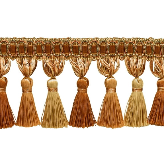 4" (10cm) Noblesse Collection Elegant Tassel Fringe Trim # TFH4,, Toffee Brown #08 (Light Brown, Chocolate Brown) Sold By The Yard (36"/3 ft/0.9m)