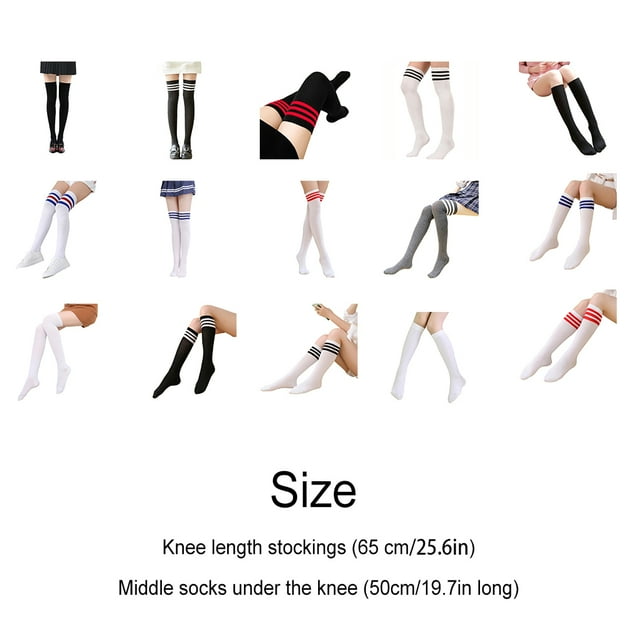 Ruiboury 1 Paire de Chaussettes Hautes Respirantes Uniques Mignonnes Multi-Positions Style Preppy Bas Hauts Type10