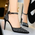 thumbnail image 5 of XIMIN Women's High Heel Pointed Toe Stiletto Pumps Sparkling Shiny Rhinestones Ankle Strap Wedding Bridal Evening Party Dress Shoes Heel (7.5, Black), 5 of 5