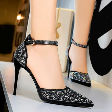 

Aayomet Pointed Toe Wedding Shoes Blingbling Heels Shoes For Women Boots for Women Knee High No Heel Wide Calf Black 6.5