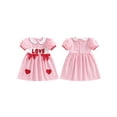 thumbnail image 2 of BemeyourBBs Kids Toddler Baby Girls Valentines Dress Outfit Little Girl Spring Summer Clothes Puff Short Sleeve Doll Collar Heart Embroidery A Line Dress, 2 of 9