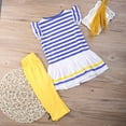 thumbnail image 5 of Douhoow 0-6Y Toddler Girl Summer Clothes Flying Sleeve Stripe T-Shirt Tops Yellow Shorts, 5 of 8