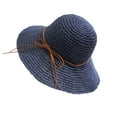 thumbnail image 2 of Nmnitkp Sun Hats for Women Cool Floppy Big Beach Straw Hats for Women Foldable Summer Wide Brim Packable Sun Hat Womens Travel Straw Fedora Hat Navy, 2 of 4