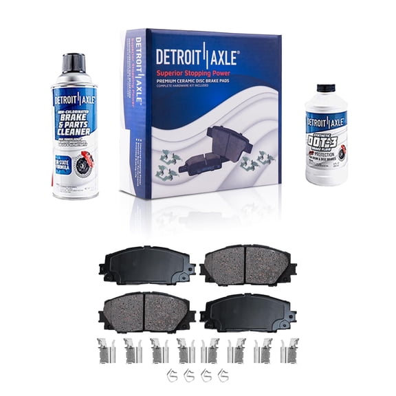 Detroit Axle - Front Brake Pads for 2007-2018 Toyota Yaris 2012-2019 Prius C 2013 Scion IQ, Ceramic Brake Pads with Hardware