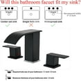 thumbnail image 5 of Bathroom Faucet 3 Hole, Matte Black Waterfall Bathroom Faucets, 8 Inch Widespread Modern Bathroom Sink Faucet & Parts, Wide Spread Touch On Three Hole 2 Handle Bathroom Vanity Faucet, 5 of 13