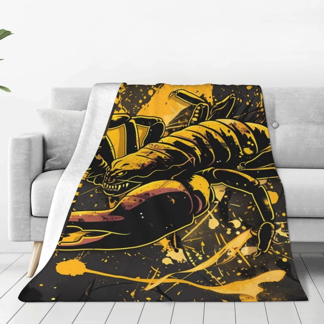 Fotbe Urban Graffiti Scorpion Illustration Manta de Franela Acolchonada con Estampado, Súper Suave y Esponjosa, Extra Grande para Sofá, Cama, Uso Todo el Año-80"x60"