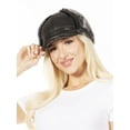 thumbnail image 4 of Sakkas Leather Ushanka Faux Mink Fur Tropper Pilot Hat With Earflap - Black - Medium, 4 of 5