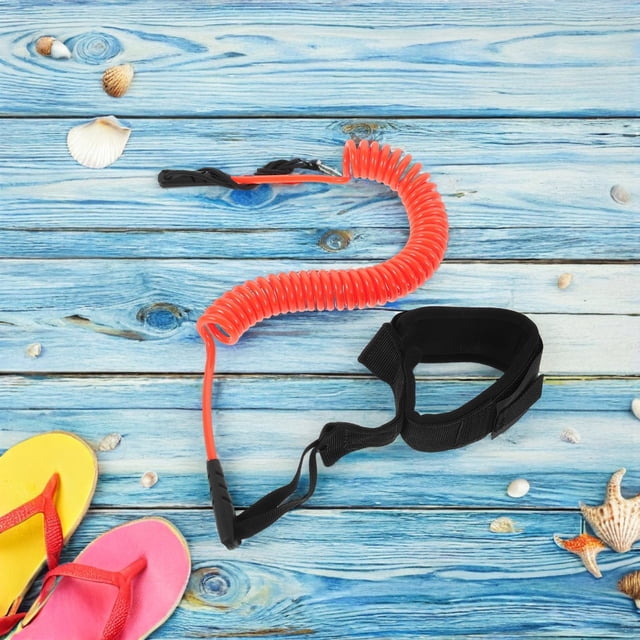 CRILSTYLEO Coiled Paddleboard Leash Orange Tpu Leg Rope with Ergonomic Wrist Strap for Secure Use