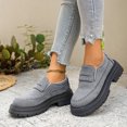 thumbnail image 6 of Fall Winter Women Chunky Platform Loafers, Faux Suede Buckle Slip‑On Shoes, Lug Sole Casual Shoes, 6 of 8