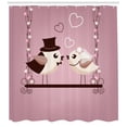 thumbnail image 3 of Engagement Party Shower Curtain, A Bride and Groom Sparrow Couple Tweeting on Outdoor Swing, Fabric Bathroom Set with Hooks, 69W X 84L Inches Extra Long, Dried Rose Brown Eggshell, by Ambesonne, 3 of 3