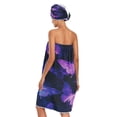 thumbnail image 2 of 3-Piece Bathroom Towel Set with Bath Towel, Quick-Dry Hair Cap and Hair Turban for Bath Yoga Beach Purple Glowing Butterflies, 2 of 6