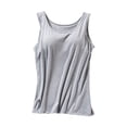 thumbnail image 2 of VV AVEORS Camisole Tops For Women With Built In Bra Thick Strap Tank Top Trendy Casual Basic Cami Tanks Gray XL, 2 of 4