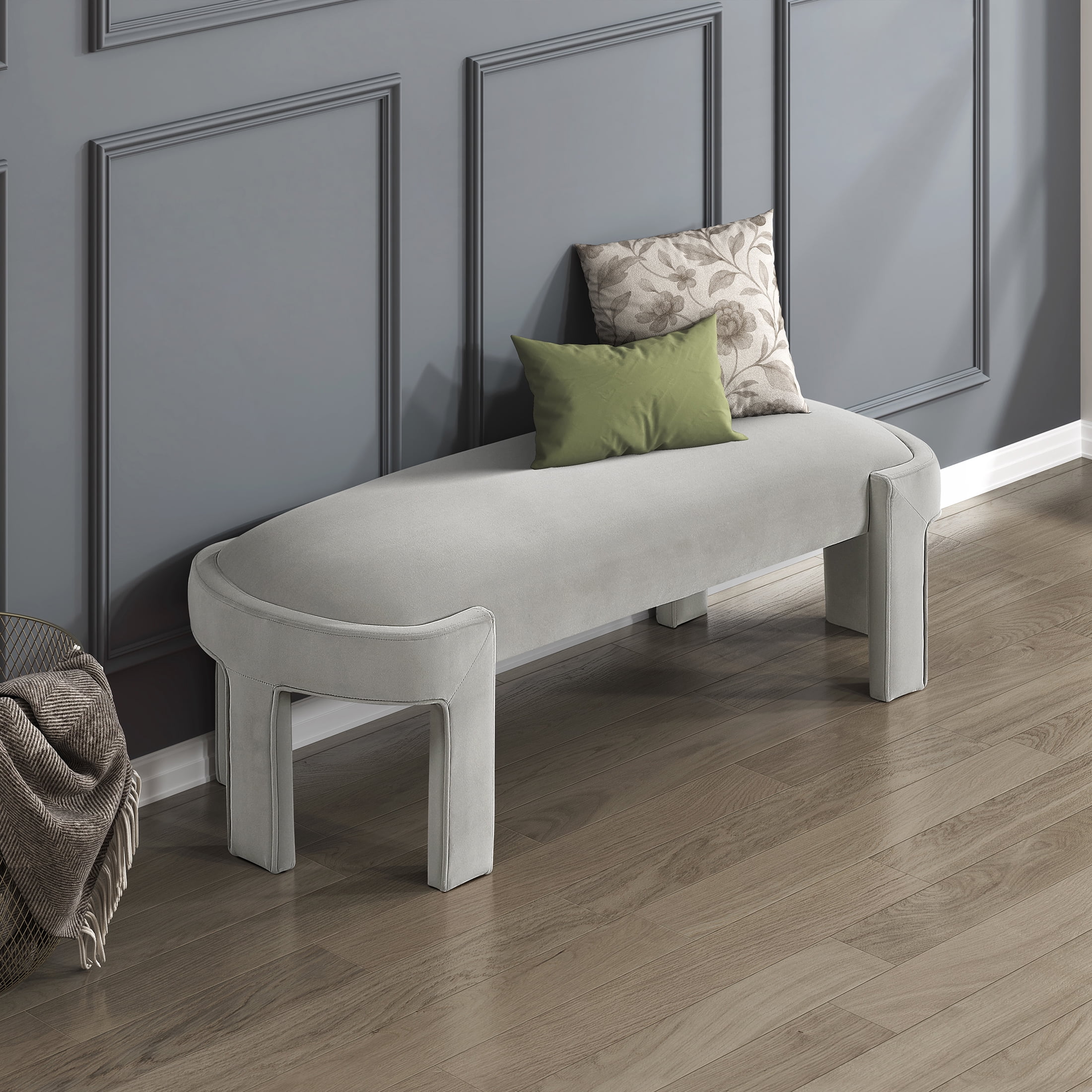 OakvillePark Veywood Velvet Bench, Taupe