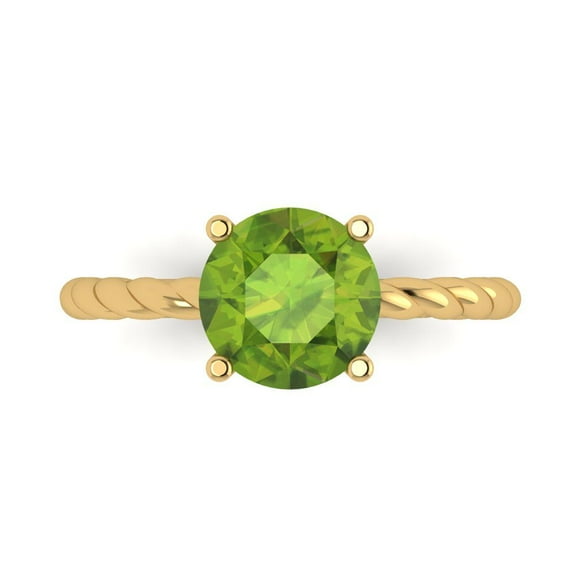 Clara Pucci 14K Yellow Gold 2ct Peridot Solitaire Ring for Women