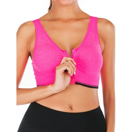 

LELINTA Zip Front Racerback Sports Bra for Women Seamless Removable Pads High Impact Support Workout Yoga Bra
