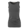 thumbnail image 2 of A2Y Women's Fitted Premium Fabric Side Ruched Sleeveless Top Ash Grey 2X, 2 of 5