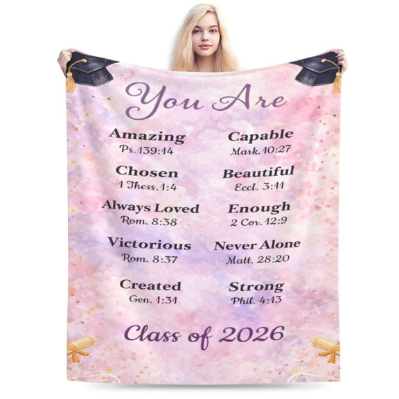 Christian Graduation Blanket Gift Throw Blanket Cozy Soft Inspirational Faith Bible Verse Home Decor Gift for Class of 2026 Graduate Daughter Son 50x40