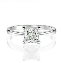 1 Carat Classic Princess Cut Moissanite Ring for Women, Engagement Wedding Jewelry
