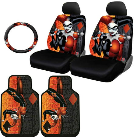 New Design DC Comic Harley Quinn Car Seat Covers Floor Mats and