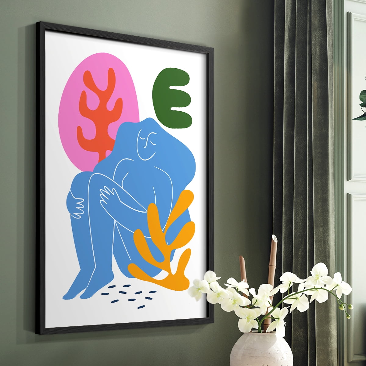Matisse CDXLI in Black Solid Wood Framed Print No Nail Hanging
