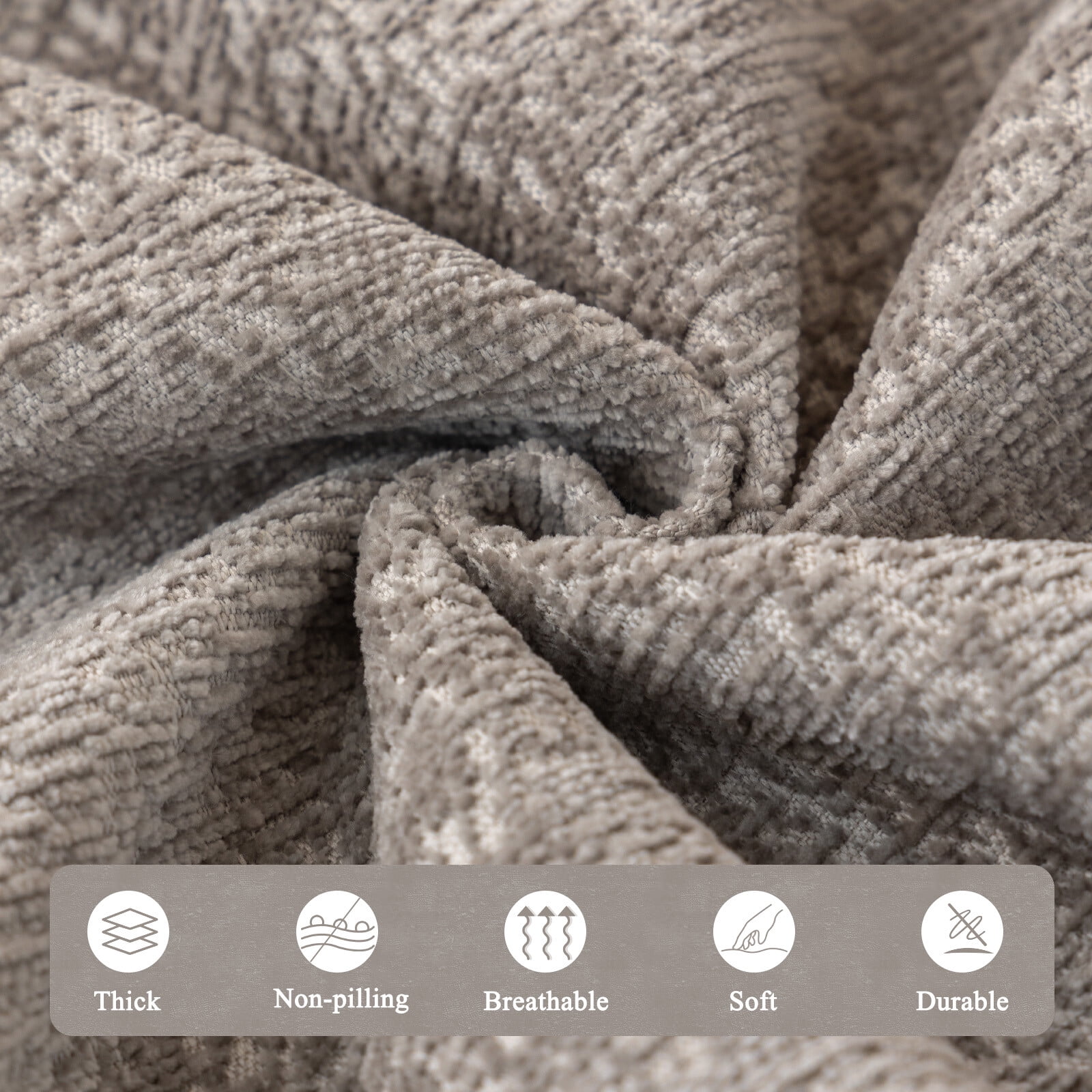 ANMINY Ultra Soft Chenille Couch Cover with Tassels, Machine Washable Multi - Use Sofa Blanket Cover