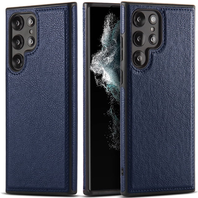 Estuche protector Heldig para teléfono Samsung S24 Ultra S23 Plus S22 Costura de cuero
