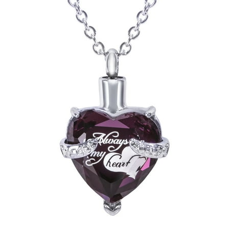 Cremation Urn Necklace for Ashes "With Beautiful Gift Box" Urn Pendant Memorial Keepsake Cremation Jewelry (Purple)