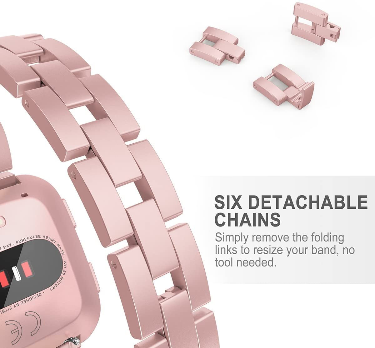 TOYOUTHS Bling Bracelet Compatible with Fitbit Versa/Versa 2 Bands for Women Stainless Steel Wristbands Replacement for Versa Lite Edition/Versa SE Accessories Dressy Metal Strap