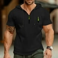 thumbnail image 2 of Men's Lightweight Short Sleeve Hooded T Shirt Breathable Athletic Pullover with Drawstring Casual Summer Sports Tee Mens Summer Lightweight Pullover Tee Shirts, 2 of 5