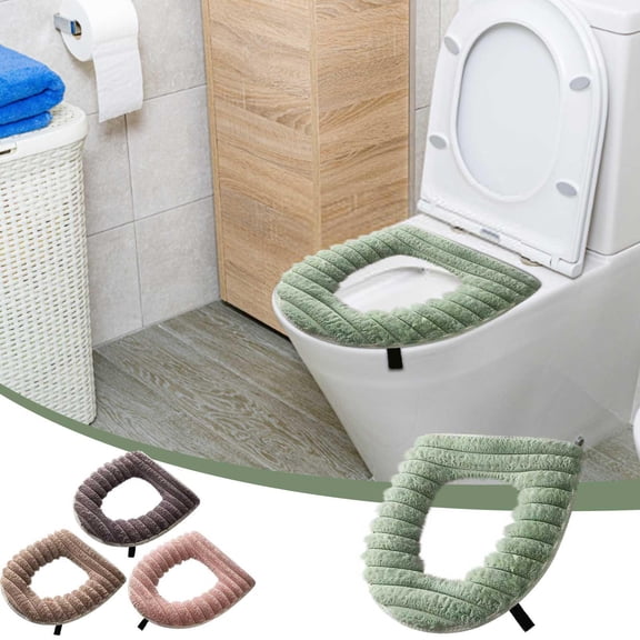 Kuroiy Warm Velvet Toilet Seat Cover | Thick Fleece-Lined Padded Cushion | Zippered Removable Design | Elastic Fit for Standard Toilets | Soft Insulated Pad | 1 Pack
