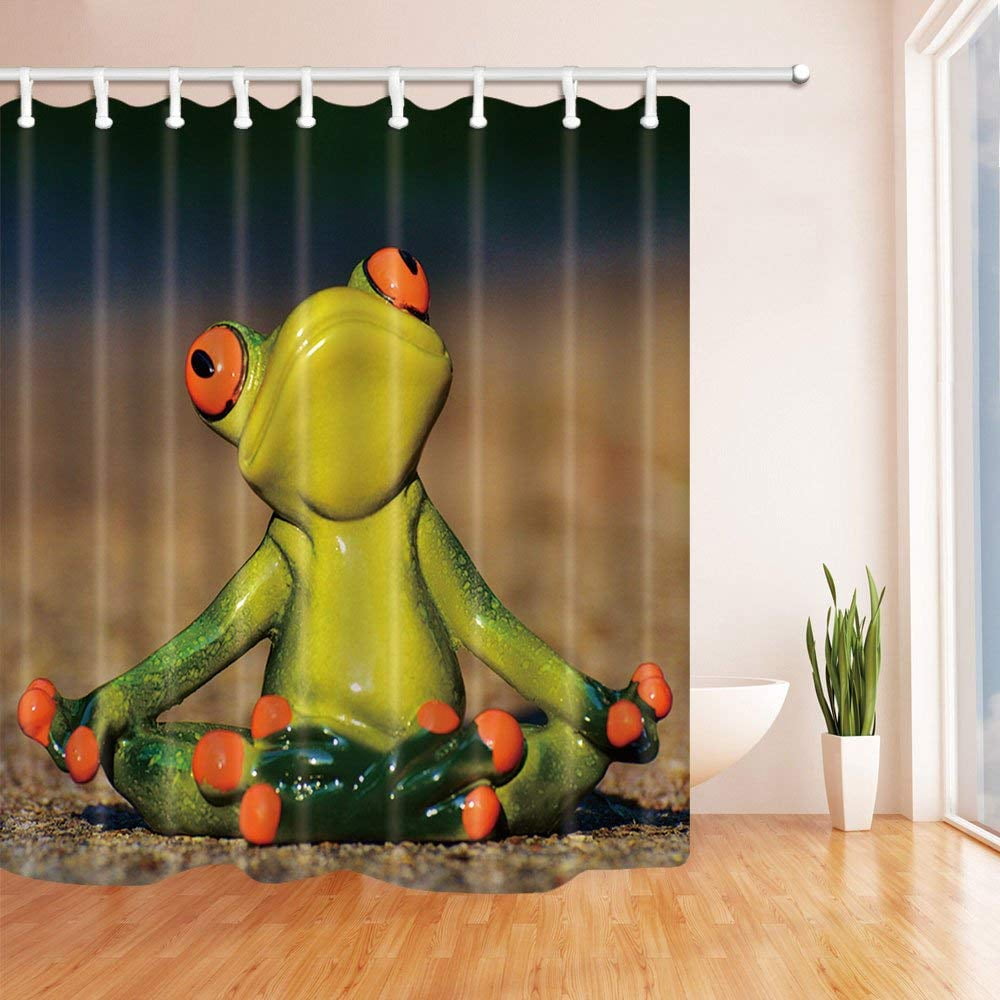 ARTJIA Frog Decor Cute Frog Sit in Meditation Orange Polyester Fabric