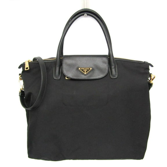 Pre-Owned Prada BN2541 Women's Leather,Nylon Handbag,Shoulder Bag Black (Good)