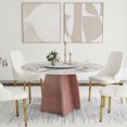 thumbnail image 6 of LovingAHome 53" Round Dining Table for 4-6 with 23.62" Lazy Susan, Modern Dining Room Table for Kitchen, Pandora White Sintered Stone Tabletop with Copper Stainless Steel Base (Table Only), 6 of 6