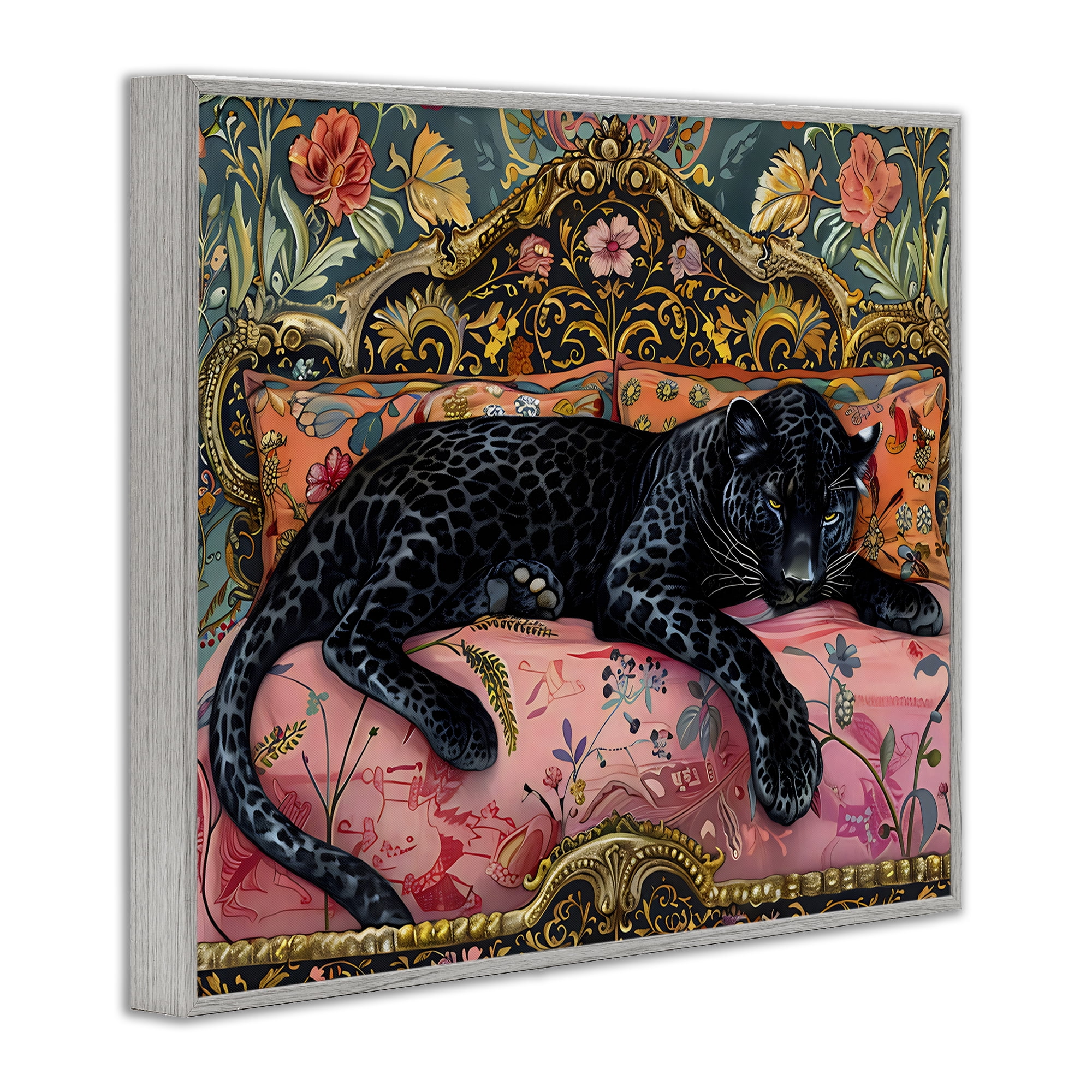 Stupell Industries Lazy Black Elegant Leopard Gray Framed Giclee Art, design by Creative Studio