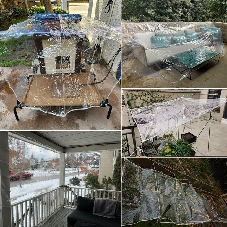 TOPCHANCES Tarps Grommets Heavy Duty Waterproof PVC Transparent - Tarpaulin Poly Clear Vinyl Cover - 0.39mm Clear Awning Canopy Patio Tent Enclosure - TOPCHANCES Tarps Grommets Heavy Duty Waterproof PVC Transparent - Tarpaulin Poly Clear Vinyl Cover - 0.39mm Clear Awning Canopy Patio Tent Enclosure -
