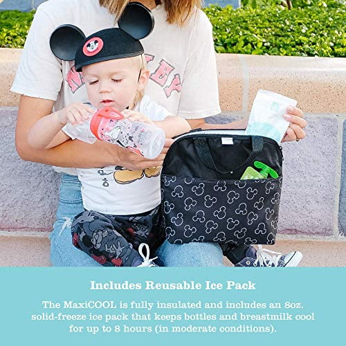 Disney Baby by J.L. Childress MaxiCOOL Breast Milk Cooler Travel Bag - Insulated Baby Bottle Storage Bag - Mickey Mouse Black
