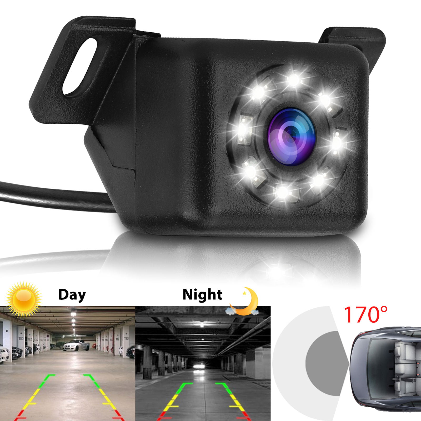 8LED Car Backup Camera Rear View Reverse Night Vision Cam Waterproof 170° New 