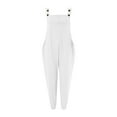 thumbnail image 3 of B91xZ Combinaison Décontractée Ample pour Femme à Col en V Sans Manches, Combinaison une-Pièce Ample avec Bavette, Bretelles Ajustables, Pantalon avec Poches, Blanc TG, 3 of 5