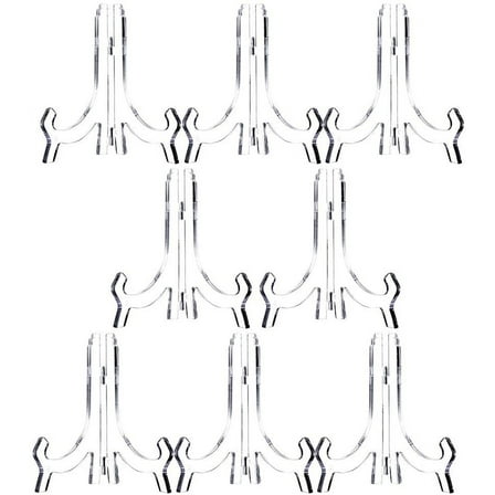 8 Pack Clear Acrylic Easels for Displaying Pictures, Decorative Plates, and Artworks