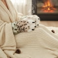 thumbnail image 4 of Byfri Snow Leopard Print Furry Gloves with Black Pads 32cm Warm Plush Mittens for Winter Festive Events, 4 of 7
