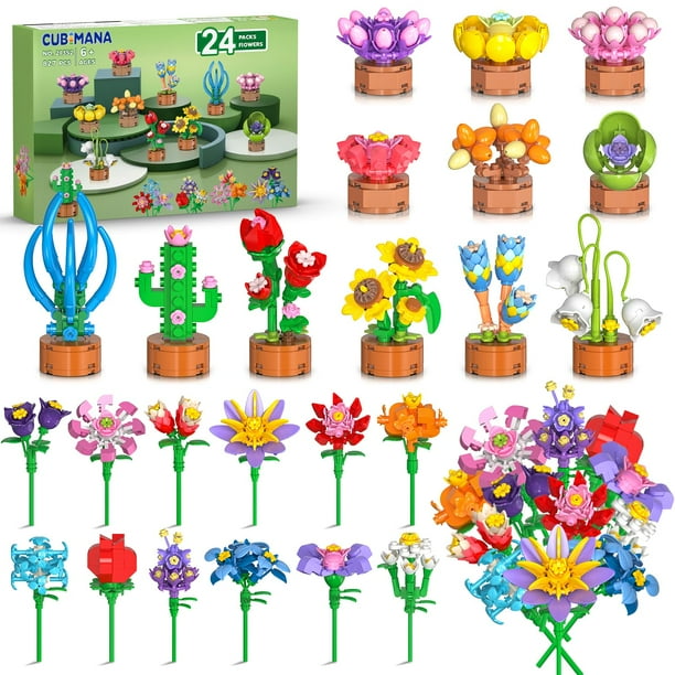 Building Blocks Toy CUBIMANA, 827PCS, regalos para fiestas con flores para mayores de 6